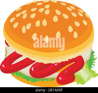 Tasty burger icon, isometric style Stock Vector