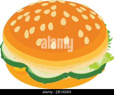Burger small icon, isometric style Stock Vector