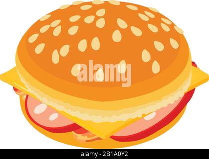 Tasty cheeseburger icon, isometric style Stock Vector
