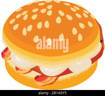 Homemade hamburger icon, isometric style Stock Vector