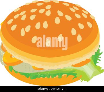 Seafood burger icon, isometric style Stock Vector
