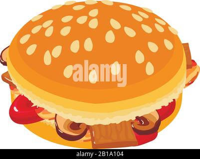 Gourmet hamburger icon, isometric style Stock Vector