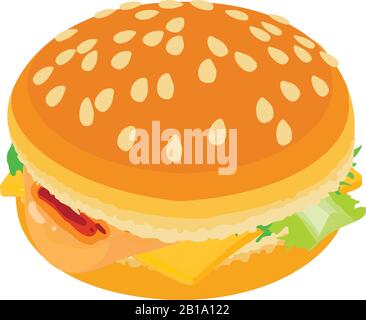 Classic cheeseburger icon, isometric style Stock Vector