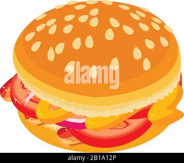 Burger icon, isometric style Stock Vector