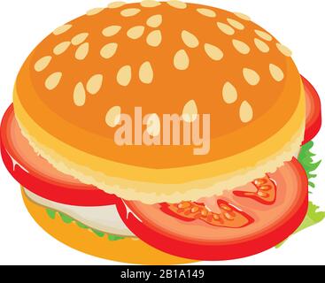 Burger tomato icon, isometric style Stock Vector