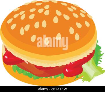 Tasty hamburger icon, isometric style Stock Vector