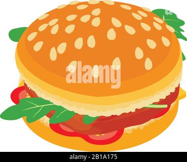 Big hamburger icon, isometric style Stock Vector