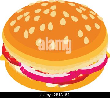 Juicy burger icon, isometric style Stock Vector