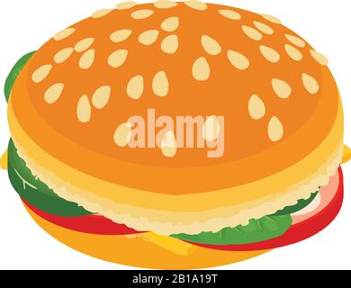large burger icon, isometric style Stock Vector