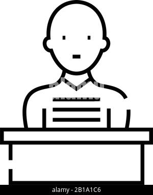 Defendant line icon, concept sign, outline vector illustration, linear symbol. Stock Vector