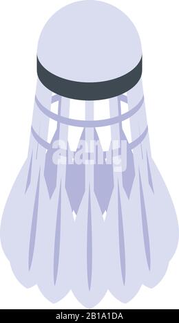 Feather shuttlecock icon, isometric style Stock Vector