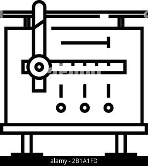 Dimension desk line icon, concept sign, outline vector illustration, linear symbol. Stock Vector
