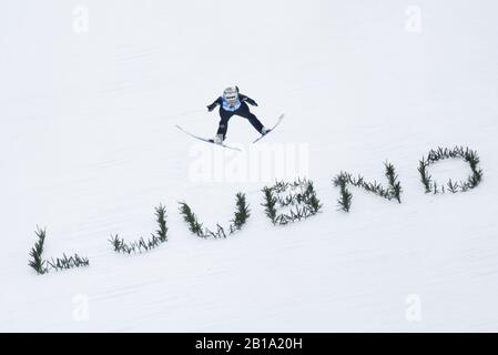 Juliane Seyfarth of Germany competes during the FIS Ski Jumping World Cup Ljubno 2020  February 23, 2020  in Ljubno, Slovenia. (Photo by Rok Rakun/Pacific Press/Sipa USA) Stock Photo