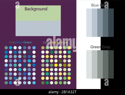 Color trend palette vector illustration. Set samples color design for interior ideas, fashion, fabrics and more themes design art. Stock Vector