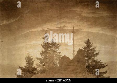 Caspar David Friedrich - Cross in the Mountains - Stock Photo