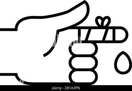 Cutting finger line icon, concept sign, outline vector illustration, linear symbol. Stock Vector