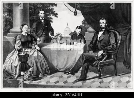 Abraham Lincoln (1809-1865), family portrait, print by E Valois, circa 1890 Stock Photo