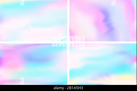 Iridescent holographic foil. Fantasy pastels sky, iridescent rainbows opal and magic colorful wallpaper vector illustration background Stock Vector