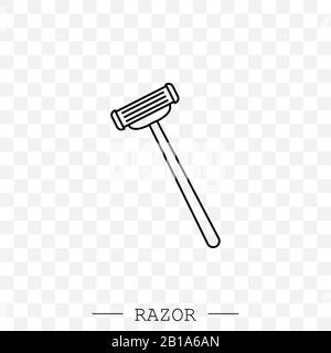 razor vector line, linear icon. Shaving men razor icon. Simple illustration of man razor vector icon for web design isolated Stock Vector