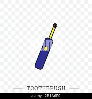 Toothbrush cleans a tooth icon vector. Teeth cleaning. vector with editable stroke. Dental toothbrush icon. dental  toothbrush vector. toothbrush icon Stock Vector