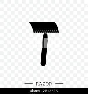razor vector icon. Shaving men razor icon. Simple illustration of man razor vector icon for web design isolated black Stock Vector