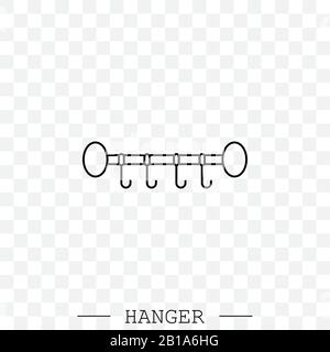 clothes hanger linear, line icon vector. icon of hanger for clothes. Hanger with hooks. Hanger for towels and hats Stock Vector