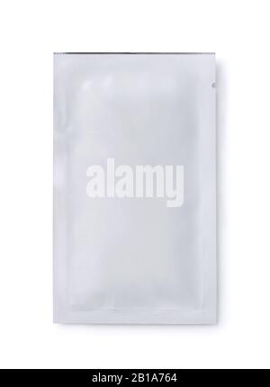 Front view of white blank packaging sachet bag isolated on white Stock Photo
