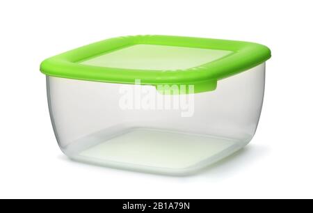 Reusable plastic food container isolated on white Stock Photo