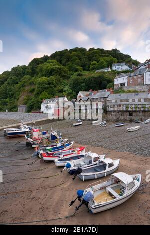 The harbour village of Clovelly on the North Devon coast from the harbour wall, England. Stock Photo