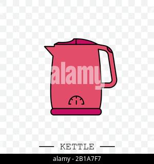 kettle icon color vector. Teapot logo. kettle electric color for app. Electric Kettle with handle icon isolated. Kettle in art style vector icon. kett Stock Vector