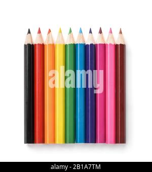 Row of colorful pencils isolated on white Stock Photo