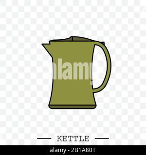 kettle icon color vector. Teapot logo. kettle electric color for app. Electric Kettle with handle icon isolated. Kettle in art style vector icon. kett Stock Vector