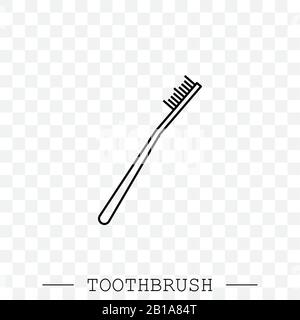 Toothbrush icon vector. Teeth cleaning. Line, linear with editable stroke. Dental toothbrush icon. dental  toothbrush vector. toothbrush icon in trend Stock Vector