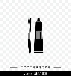 Vector icon of toothbrush and a tube of toothpaste. Toothbrush icon vector. Teeth cleaning. vector with editable stroke. Dental toothbrush icon. denta Stock Vector