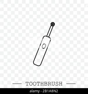 Toothbrush cleans a tooth icon vector. Teeth cleaning. Line, linear with editable stroke. Dental toothbrush icon. dental  toothbrush vector. toothbrus Stock Vector