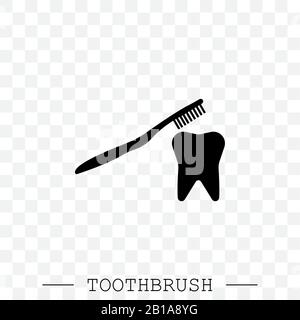 Toothbrush cleans a tooth icon vector. Teeth cleaning. vector with editable stroke. Dental toothbrush icon. dental  toothbrush vector. toothbrush icon Stock Vector