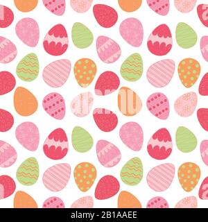 seamless easter pattern with colored eggs on white Stock Vector