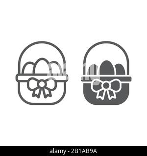 Easter basket with eggs line and glyph icon, easter and holiday, eggs in basket sign, vector graphics, a linear pattern on a white background, eps 10. Stock Vector