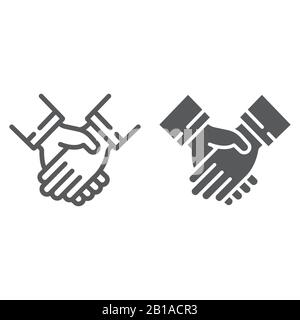 Handshake line and glyph icon, business and deal, partnership sign, vector graphics, a linear pattern on a white background, eps 10. Stock Vector