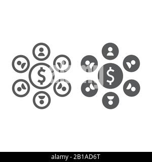 Human managment line and glyph icon, business and team, teamwork sign, vector graphics, a linear pattern on a white background, eps 10. Stock Vector