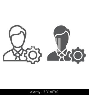 Business ethics line and glyph icon, business and moral, man with cogwheel sign, vector graphics, a linear pattern on a white background, eps 10. Stock Vector