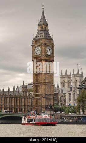 Elizabeth Tower (Big Ben) and Westminster Bridge Stock Photo
