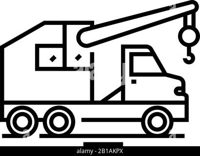 Demolition technic line icon, concept sign, outline vector illustration, linear symbol. Stock Vector