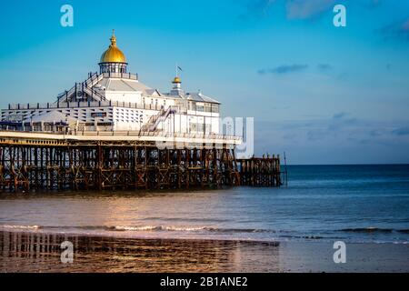 Eastbourne pier in the golden hour on a bright winter day, East Sussex, England Stock Photo