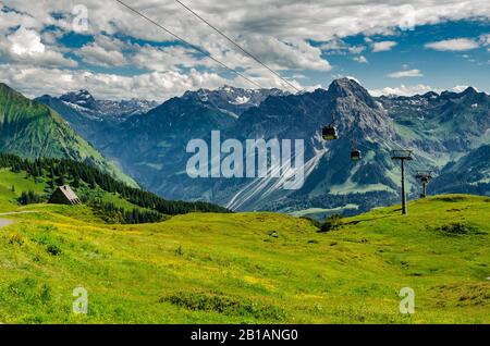 Summer panorama from Diedamskopf, Austria. Amazing alpine view. Stock Photo