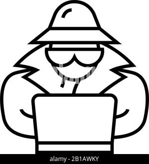 Digital espionage line icon, concept sign, outline vector illustration, linear symbol. Stock Vector
