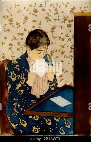 The Letter (circa 1891) - 19th-century American Impressionist Painting by Mary Cassatt - Very high resolution and quality image Stock Photo