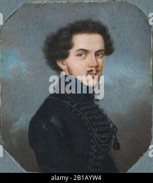 Friedrich Hahn (c. 1805-1881), Self-portrait, c. 1820, Watercolor. Stock Photo