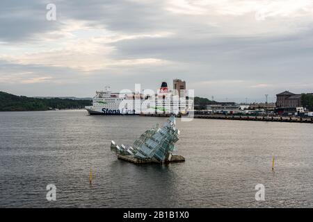 Editorial 08.31.2019 Oslo Norway Car ferry Stena Saga loading cars and passengers in the harbour so it can leave for Denmark Stock Photo