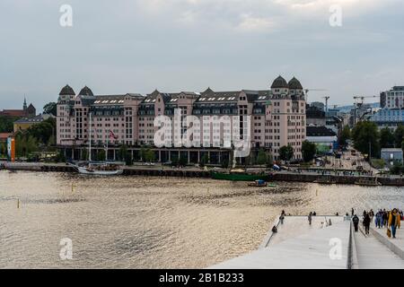 Editorial 08.31.2019 Oslo Norway View from the Opera House of the city Stock Photo